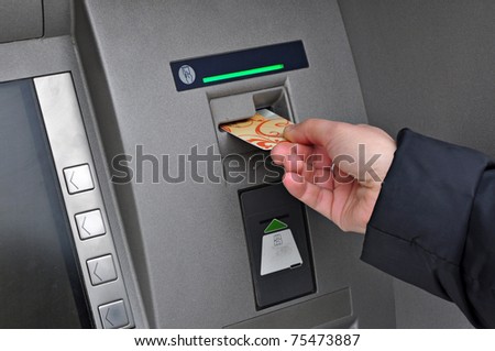 Money withdrawal ATM, automatic bank machine, account banking