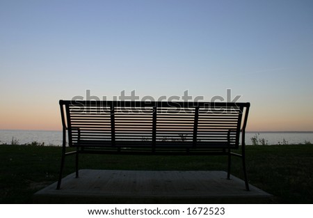 park bench at sunset