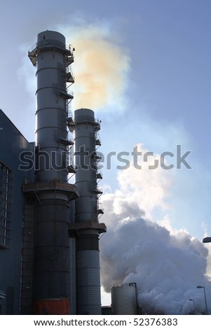 First Fire of Smoke Stacks at power plant under construction