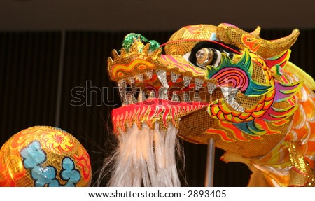 Dragon head and ball in Dragon Dance