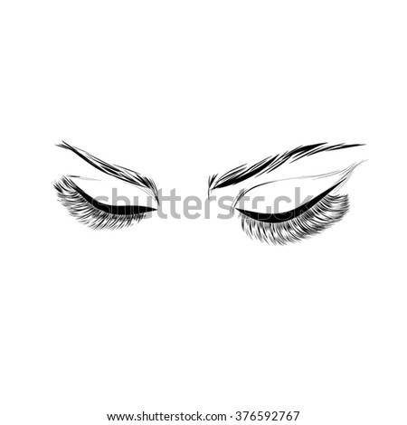 Eyelashes and eyebrows eyes drawing make up icon
