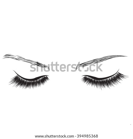 Long Eyelashes And Eyebrows Eyes Drawing Make Up Icon Stock Vector ...