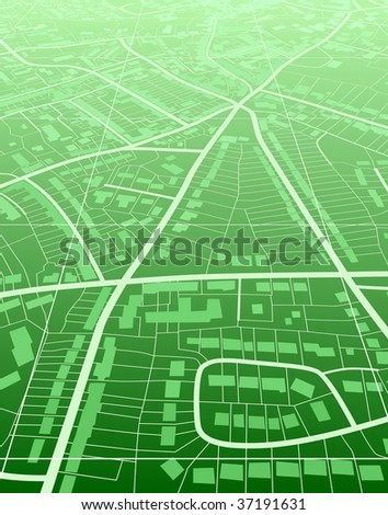 Editable vector illustration of a generic green street map without names