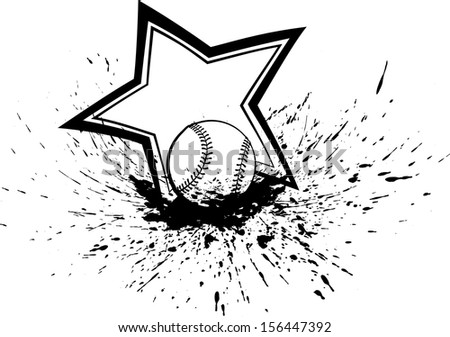 Baseball or Softball in Splatter with Star