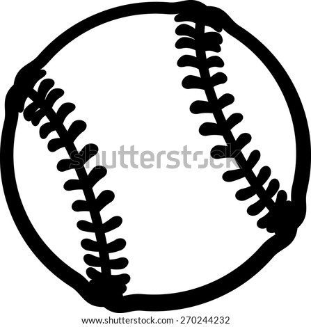 Vector line drawing of a baseball or softball.