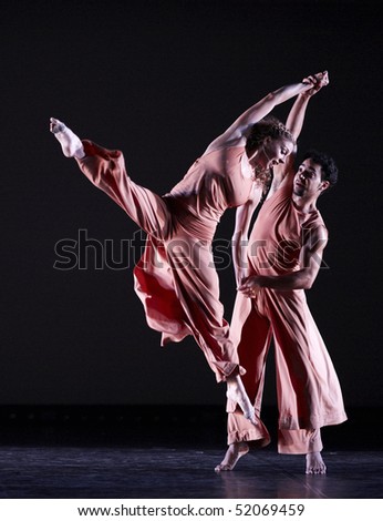 MOSCOW, RUSSIA - DECEMBER 11: Parsons Dance dancers ABBY SILVA and MIGUEL QUINONES carry out show during its Russia  tour. December 11, 2009 in Moscow, Russia.