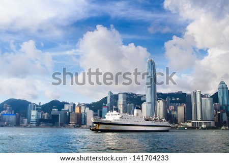 Beautiful view of Hong Kong bay on a sunny summer day
