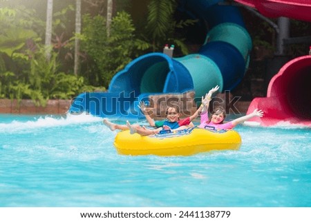 Similar – Image, Stock Photo Children having fun in a beach cafe