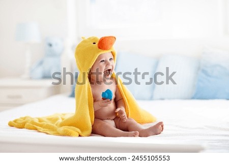 Similar – Image, Stock Photo child with a hood over his eyes