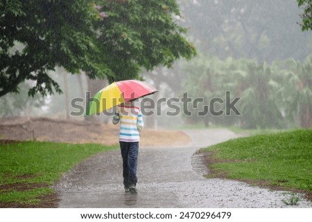 Similar – Foto Bild Kind mit grünem Regenschirm