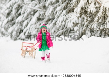 Similar – Image, Stock Photo People with sledges in the Harz Mountains against the light