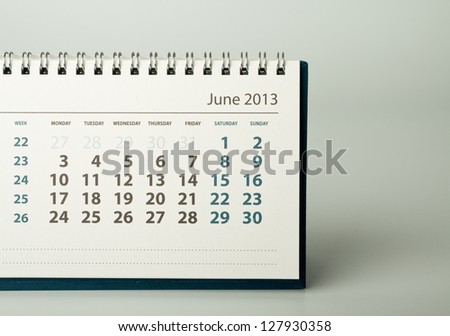June. Calendar sheet. 2013 year calendar