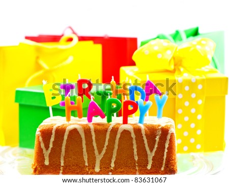 happy birthday to you. birthday cake with candles. card concept