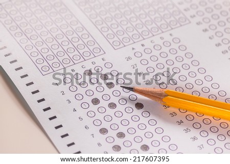 Exam carbon paper computer sheet and pencil