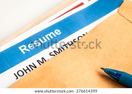 Resume letter background in brown envelop and pen, can use as recruitment business concept