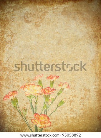 old grunge paper and flower background