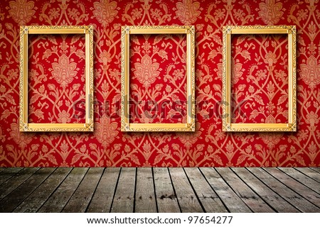 abstract flower pattern background in traditional Thai style art on wall and picture photo frame