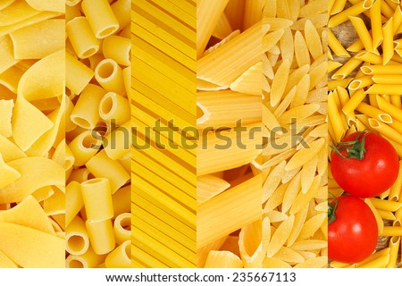 italian pasta variety consisting of five different types of pasta