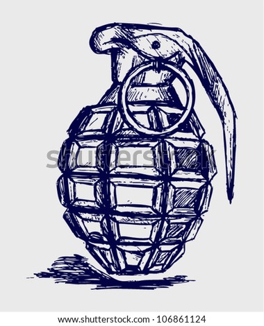 Hand Grenade. Sketch Stock Vector Illustration 106861124 : Shutterstock