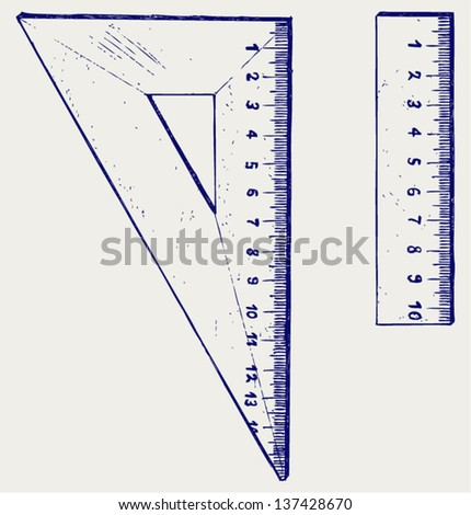 Wooden rulers. Doodle style