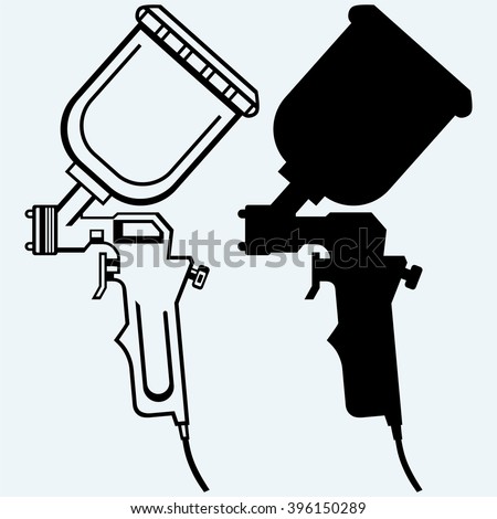 Spray Gun. Isolated On Blue Background. Vector Silhouettes - 396150289 ...