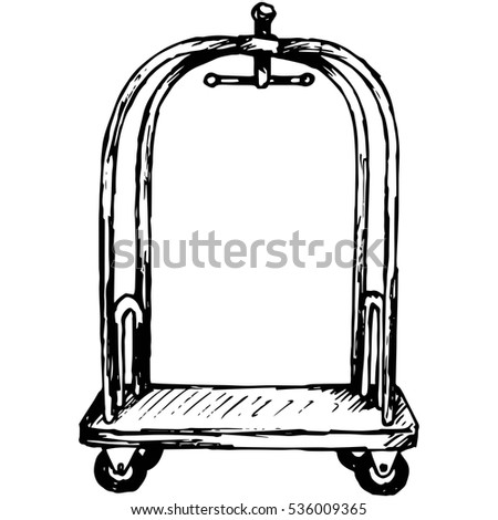 Hotel trolley. Isolated on white background. Vector, doodle style