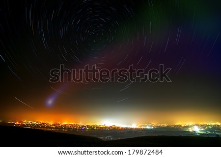 comet on the background of the starry sky.
