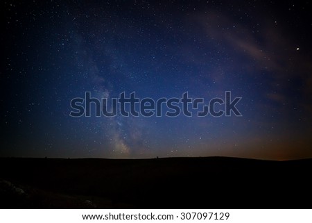 Night starry sky for background. Milky Way at night.