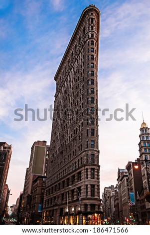 NEW YORK, NY, USA - MARCH 3: Flat Iron building, built in 1902 is of the first skyscrapers ever built, taken on March 3, 2012 in New York City, United States.