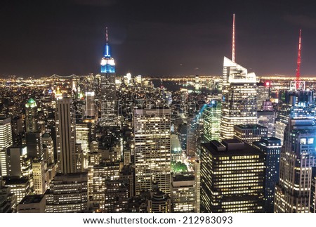New York City skyline with Empire State Building at night