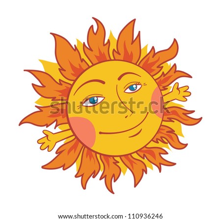 Hot Cartoon Summer Sun. Vector Illustration. - 110936246 : Shutterstock