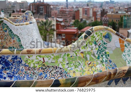 BARCELONA - APRIL 24: Park Guell in Barcelona. In 1984 park has been declared UNESCO by the World heritage of mankind. April 24, 2011 in Barcelona, Spain.