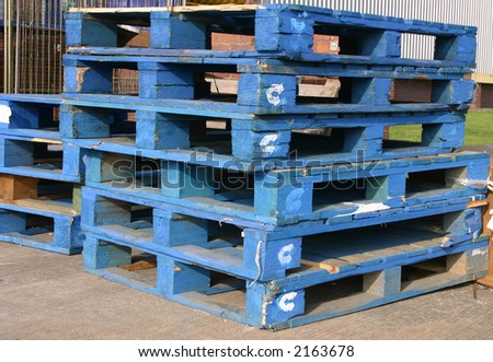 Blue wooden pallets