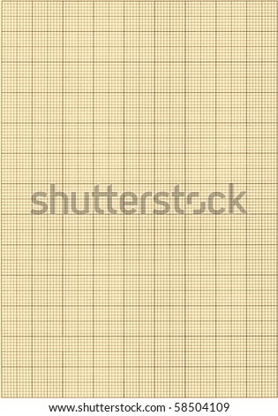 Old sepia graph paper square grid background.