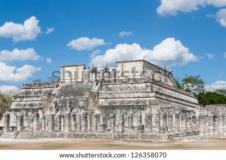 The Temple of the Warriors, at the ancient Maya site, Chichen Itza
