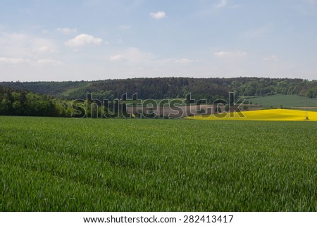 Spring landscape on a sunny day, next to Schwandorf in Bavaria