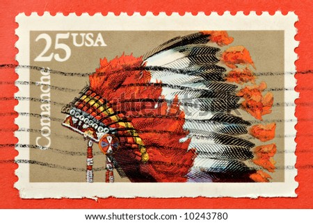 A US .22 cent Comanche commemorative stamp.