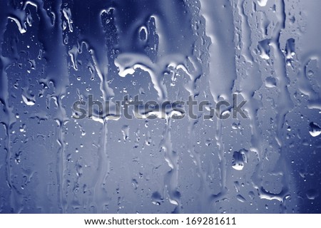 Wet glass and rain outside the window