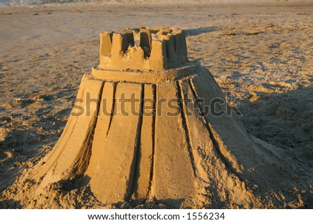 sand castle at sunset on Morro Bay Strand