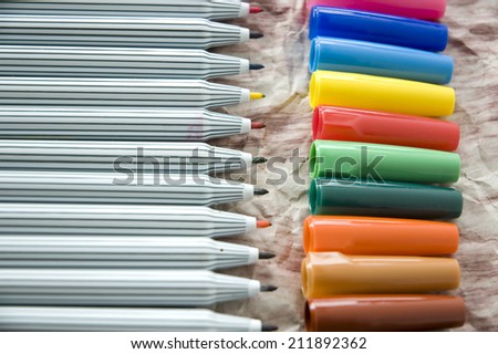 close up colorful of colored pen