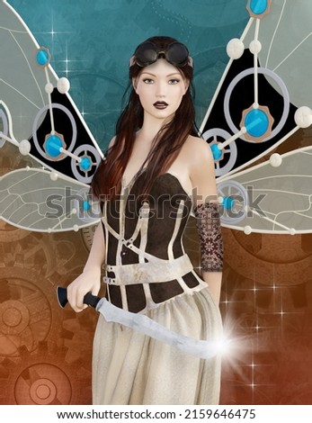 Beautful fantasy sci-fi warrior - 3d illustration Photo stock © 