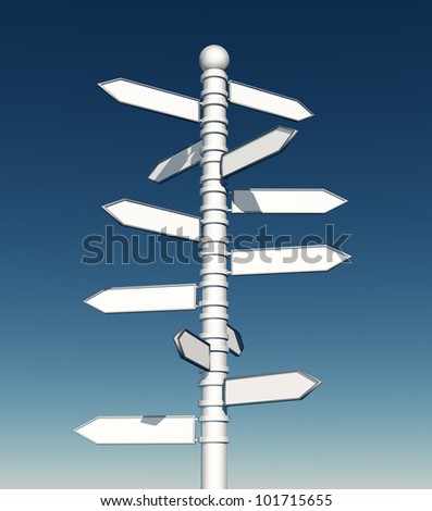 Guide sign. A signpost of directions on blue sky