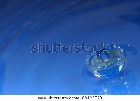 Spalsh water.High-speed shooting, a blue background