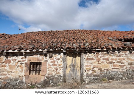 Old stone houses in San Millan de Lara, Burgos Province, Spain.