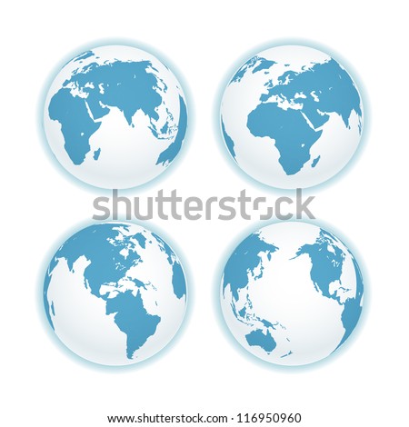 Earth map scheme isolated on white. Vector collection