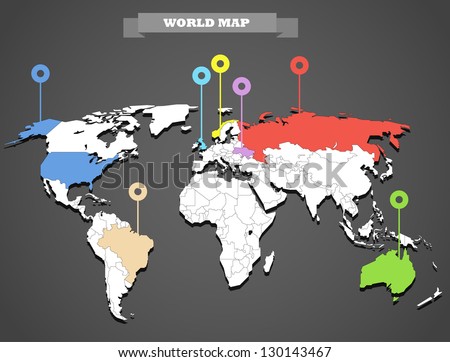 World map infographic template. All countries are selectable