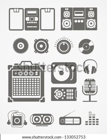 Audio equipment icons collection