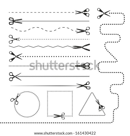 Scissors silhouettes dividers. Vector design elements