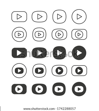 Simple Play buttons vector set isolated on white