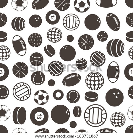 Sport ball silhouettes seamless pattern